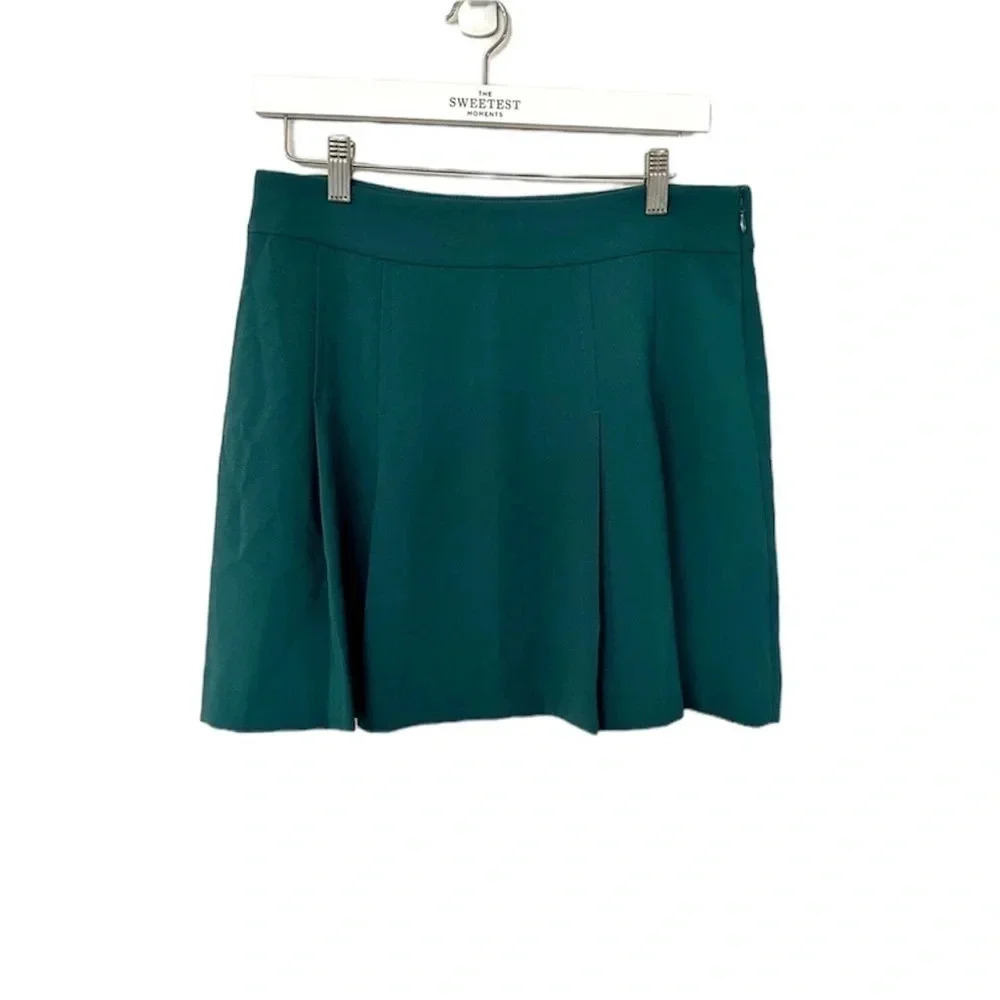 Boden Pleated Crepe Mini Side Zip Skirt in Green Size US 8 NWT